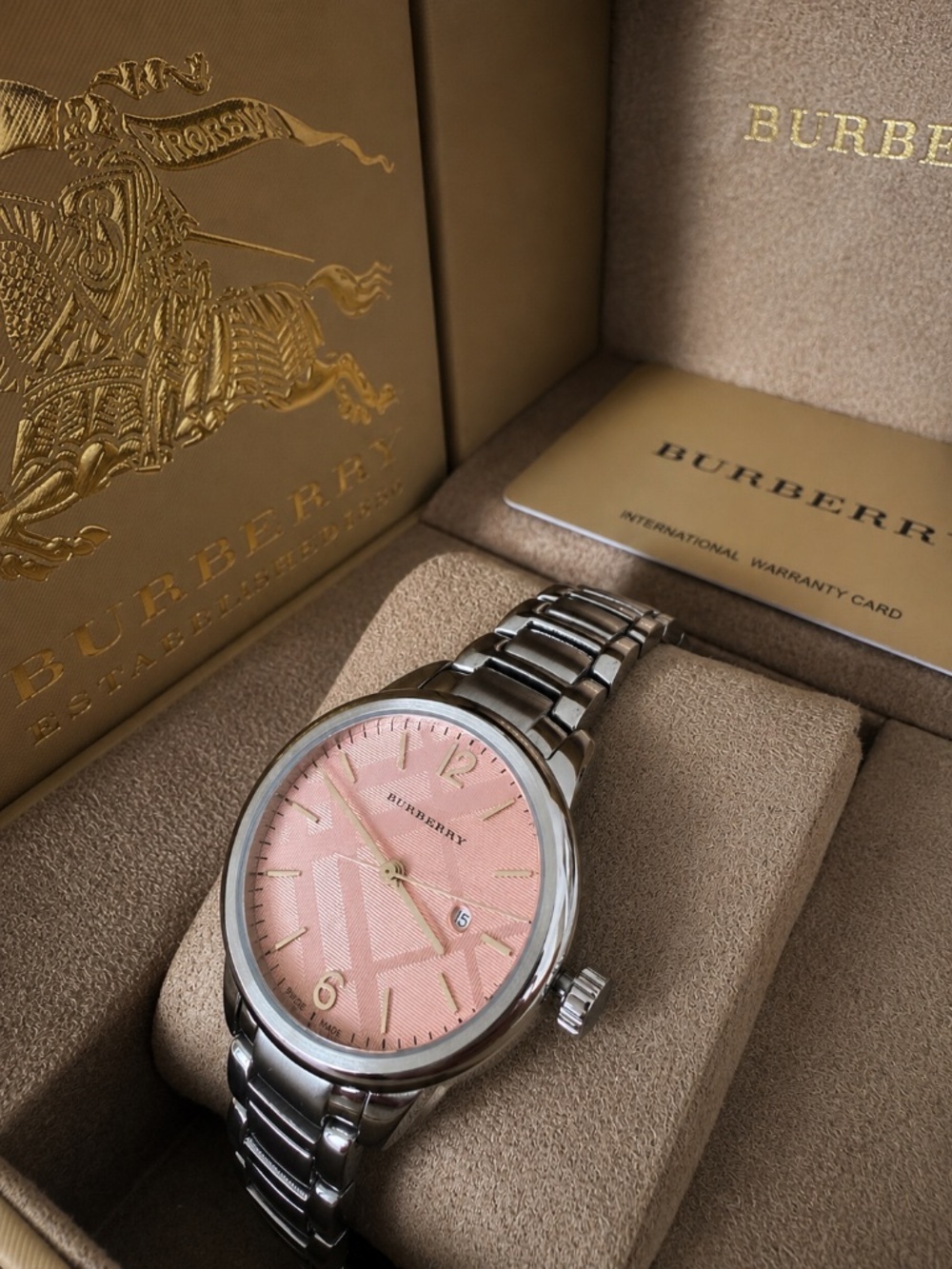 BRAND NEW Burberry Silver/Pink Dial Women’s Watch BU10111